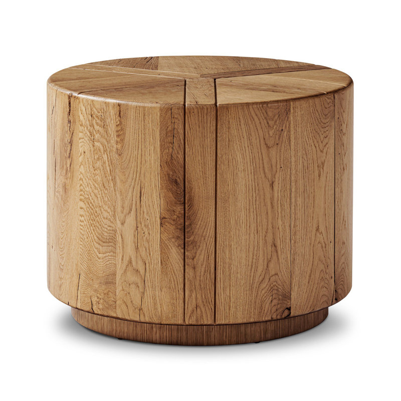Ferida End Table-Natural Morado Veneer, Reclaimed French Oak