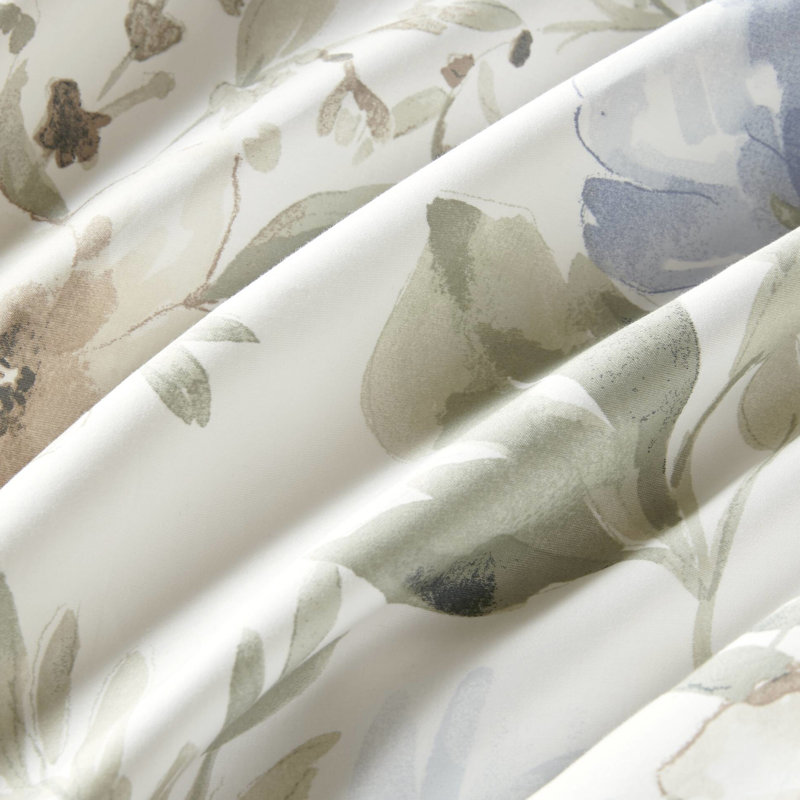 Édredon très grand 6 pièces en coton avec motif floral inspiré de la nature, 100% pour une expérience luxueuse et respirante, bourre en polyester 300 g / m², coussins décoratifs, broderie au point de chaînette, qualité