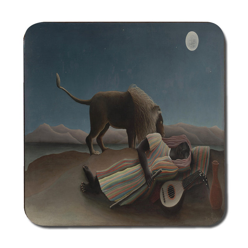 Desert Scene Placemat And Coaster Set With Lion And Guitar Player