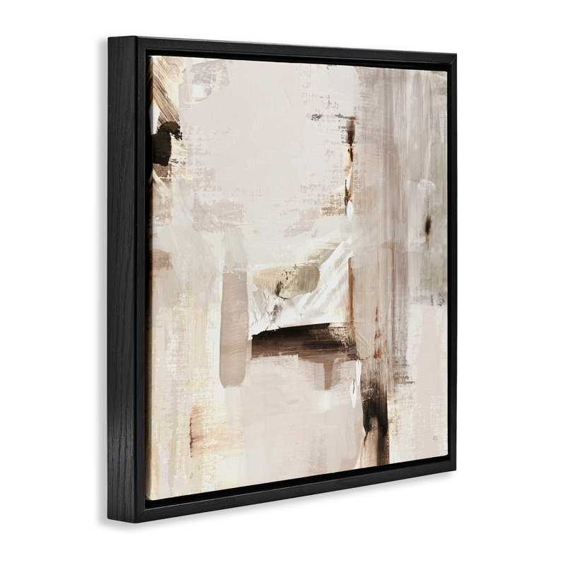  «Neutral Tone Abstraction», art mural encadré flottant par Susan Jill, H 18 po x l 18 po, Noir