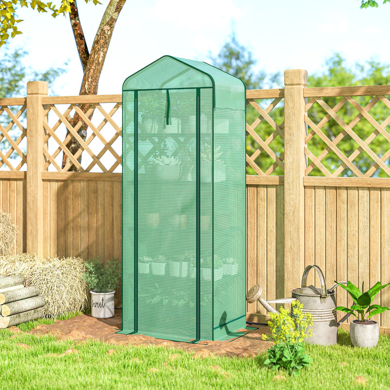 Mini Greenhouse with Screen Roof, Portable Small Greenhouse, Green, Green, 75.6" H x 27.6" W x 19.7" D