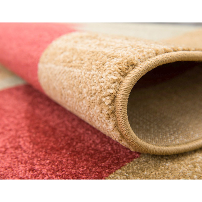 Tapis beige/rouge rouille/brun Lela, Tapis de couloir 2 pi 7 po x 10 pi