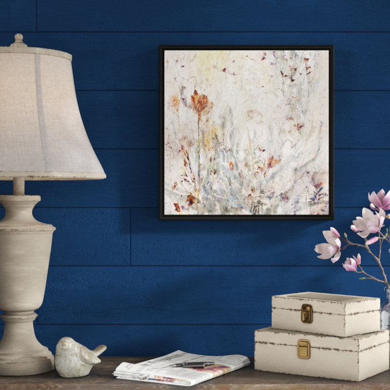« natural luxe », peinture sur toile, Cadre flottant noir, H 17,7 po x l 17,7 po x p 1,75 po