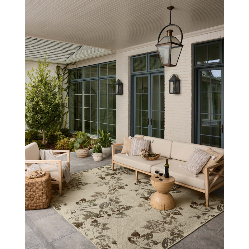 Loloi Saylor Ivory / Bark Indoor/Outdoor Area Rug, Round 7'6"