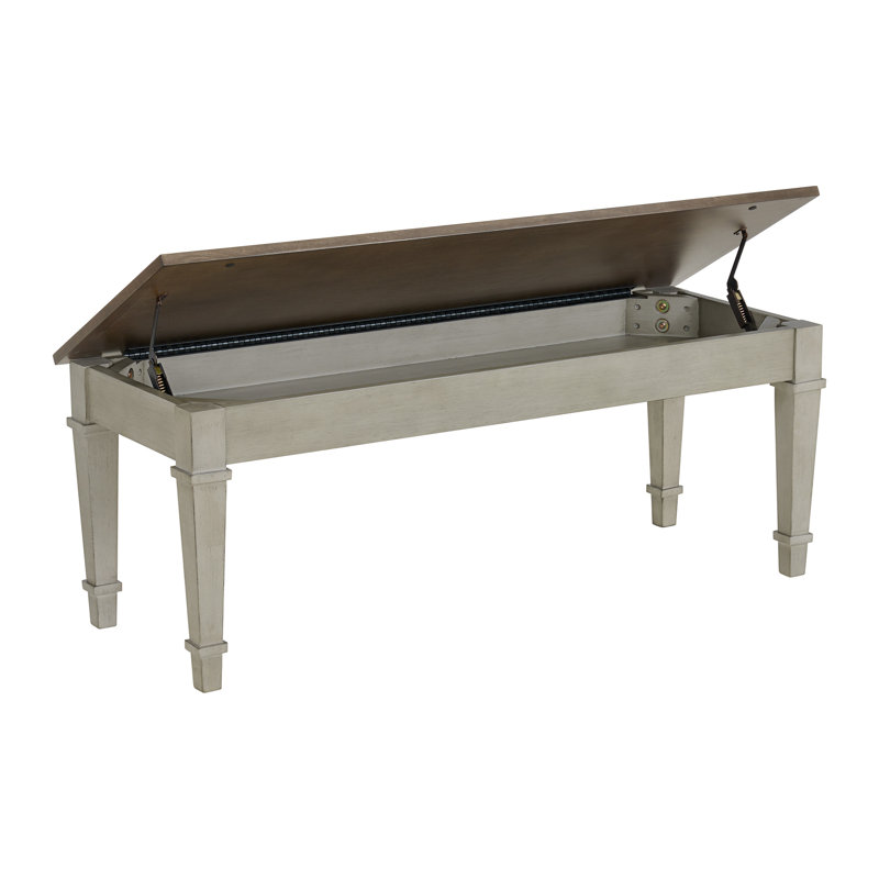August Grove® Charith Storage Dining Bench in Medium Brown and Washed Stone