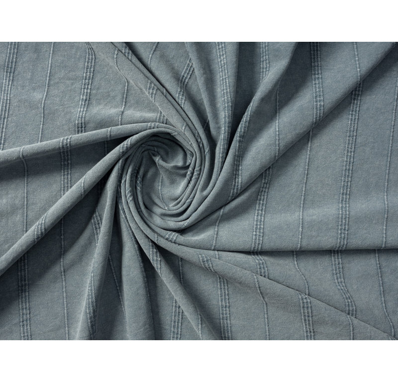 Jeté rayé en coton tissé, Gris
