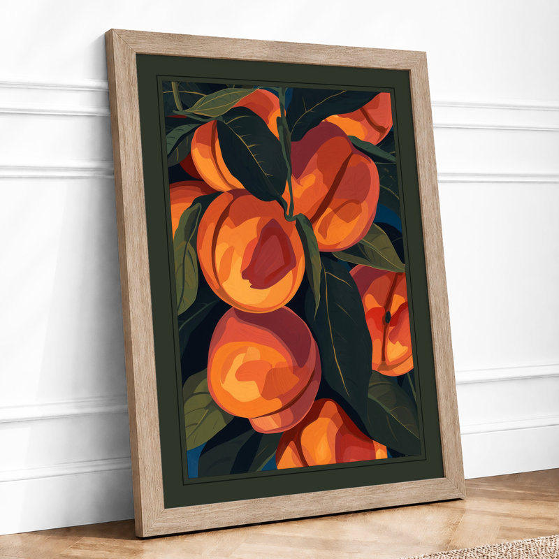 Peaches in Abundance Boho - Framed Print, A1 - 84.1 x 59.4 cm, Oak