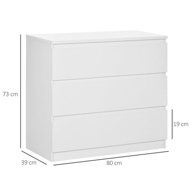 80 cm W Chest of 3 Drawers