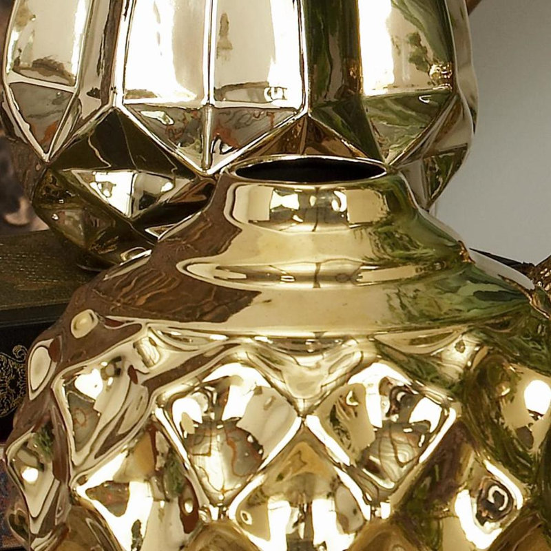 Gold Ceramic Decorative Vase with Varying Patterns Set, Golden