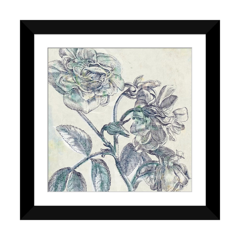 Belle Fleur I, impression sur toile tendue, Papier d'art encadré noir, Blanc, H 16 po x l 16 po x P 1 po