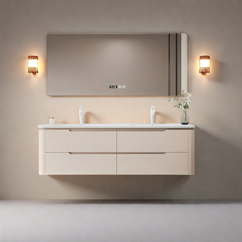 Simple modern style double basin bathroom cabinet, 51" 