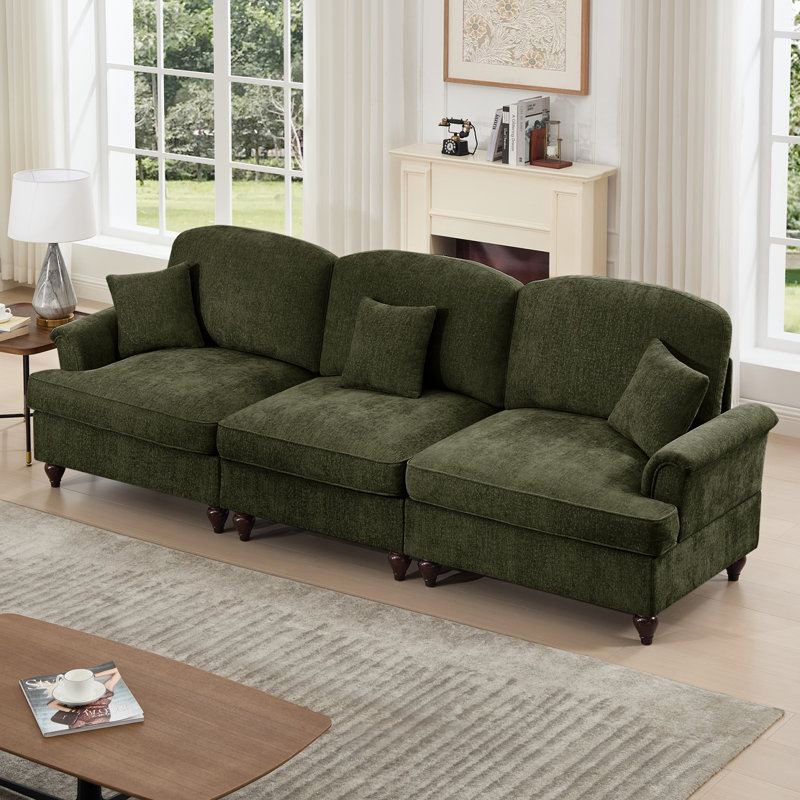Canapé rembourré 107 po avec jupes amovibles, Vert foncé