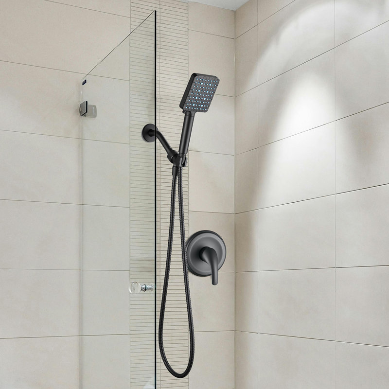 Pomme de douche rectangulaire multifonctionnelle à 6 jets avec filtre et tuyau