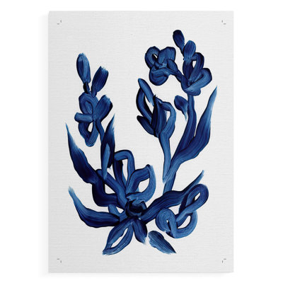 Indigo Brush Blooms I - Impression sur toile seulement - NON-CADRE