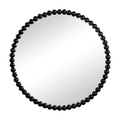 Circle Mirror with Metal Beaded Frame