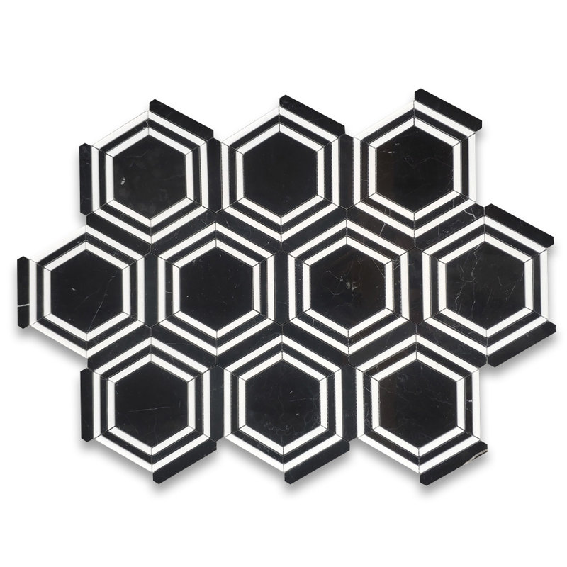 Random Sized Marble Honeycomb Mosaic Wall & Floor Tile