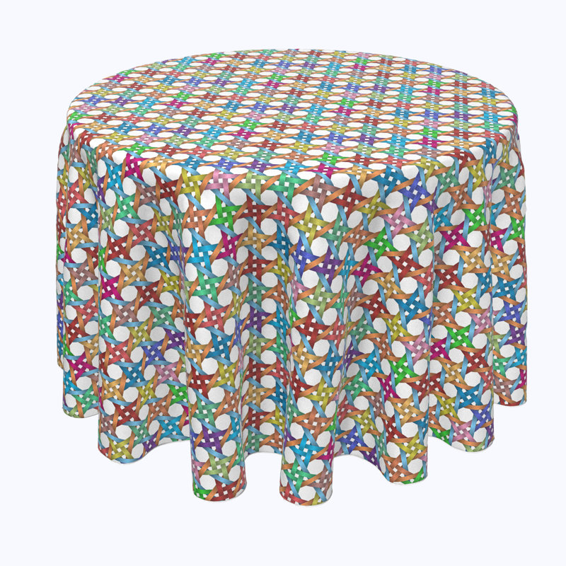 Villeda Geometric Round Tablecloth, 84" x 84"