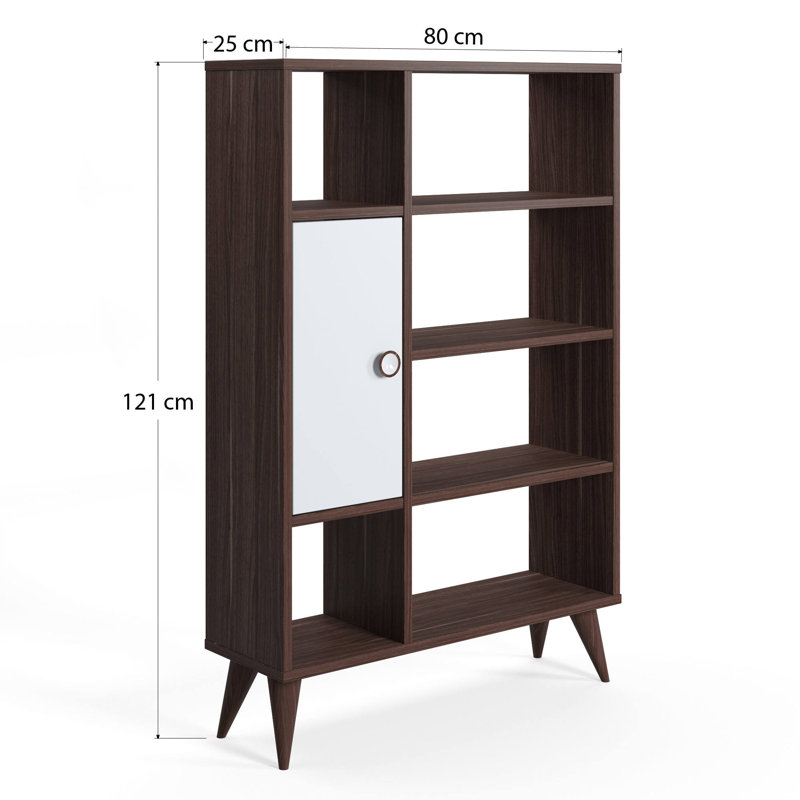 Damico 121cm H x 80cm W Wood Standard Bookcase, Black