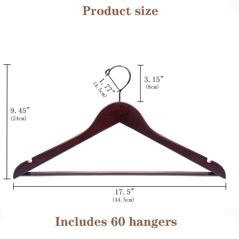 Cintres en bois antidérapants et durables, 60