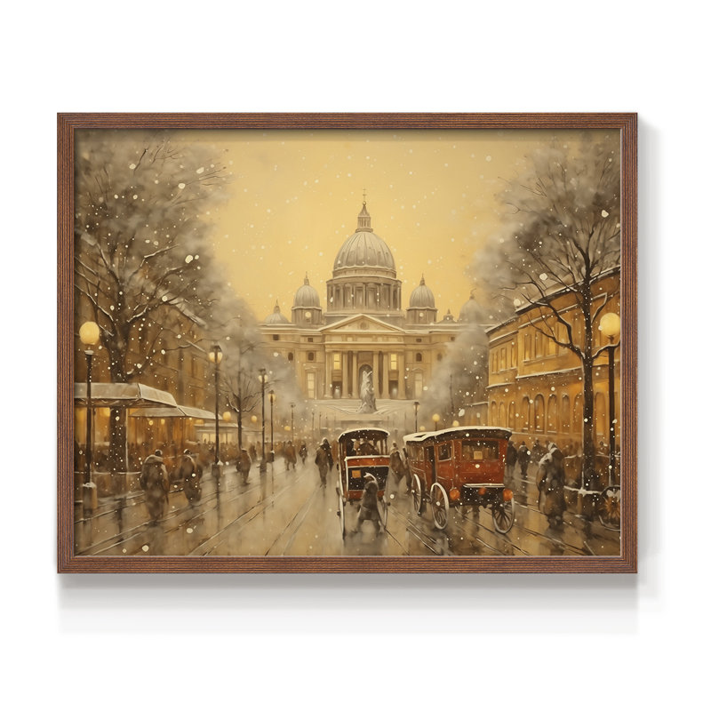 Chirstmas Art-CCCXXXVI -Framed Print - Restickable, H 8 po x l 10 po, Noyer