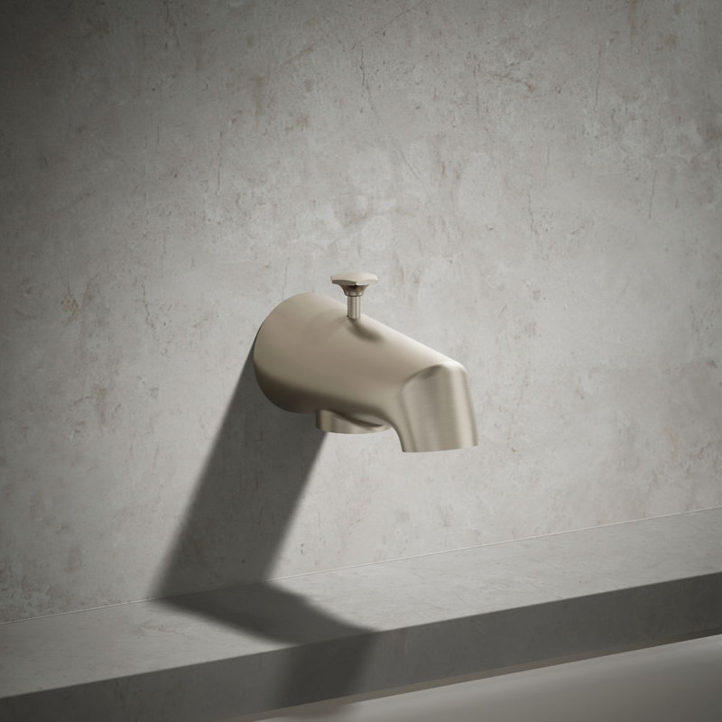 Antique Standard 4-7/8" Diverter Bath Spout with Disc-Shaped Knob, Vibrant Brushed Nickel