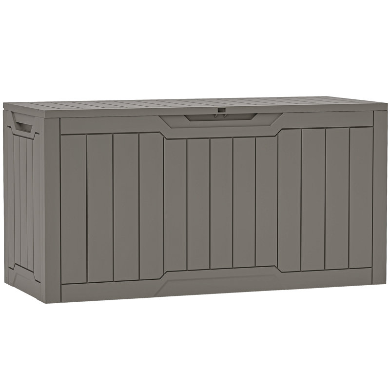 300L Deck Box, Plastic Lockable Garden Storage Box, Brown
