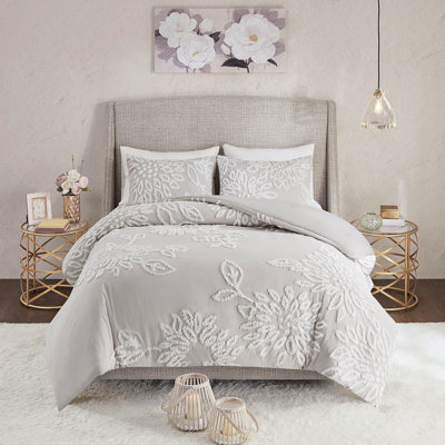 Housse de couette en chenille de coton pour très grand / très grand lit