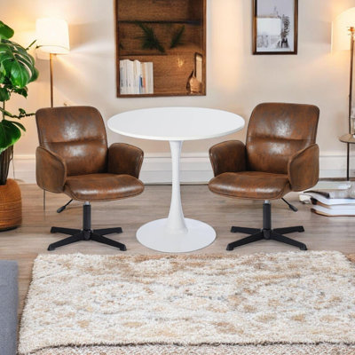 3-Piece Modern Adjustable Swivel Chairs and Round Table Set for Living Room