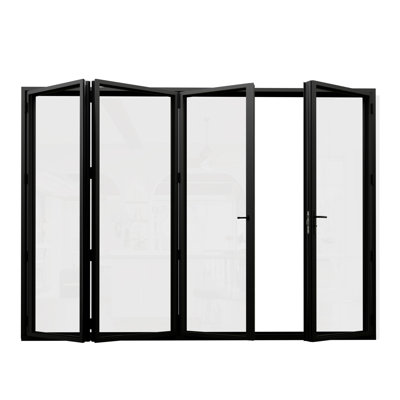 Porte de patio pliante en aluminium en verre trempé double gauche 144 po x H 96 po 3 + 1