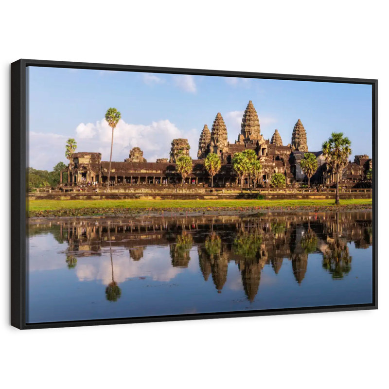 Angkor Wat Reflection, 13" X 9", Floating Frame Black