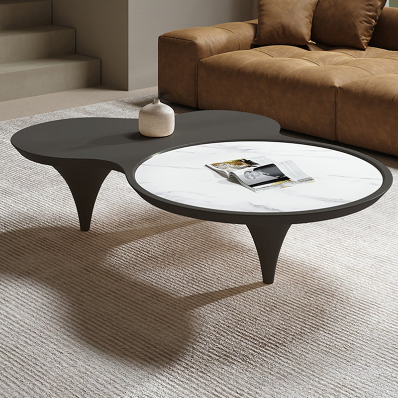 Table à thé Creative Rock, Noir / plateau blanc / base noire, H 12,6 po x L 62,99 po x l 43,31 po