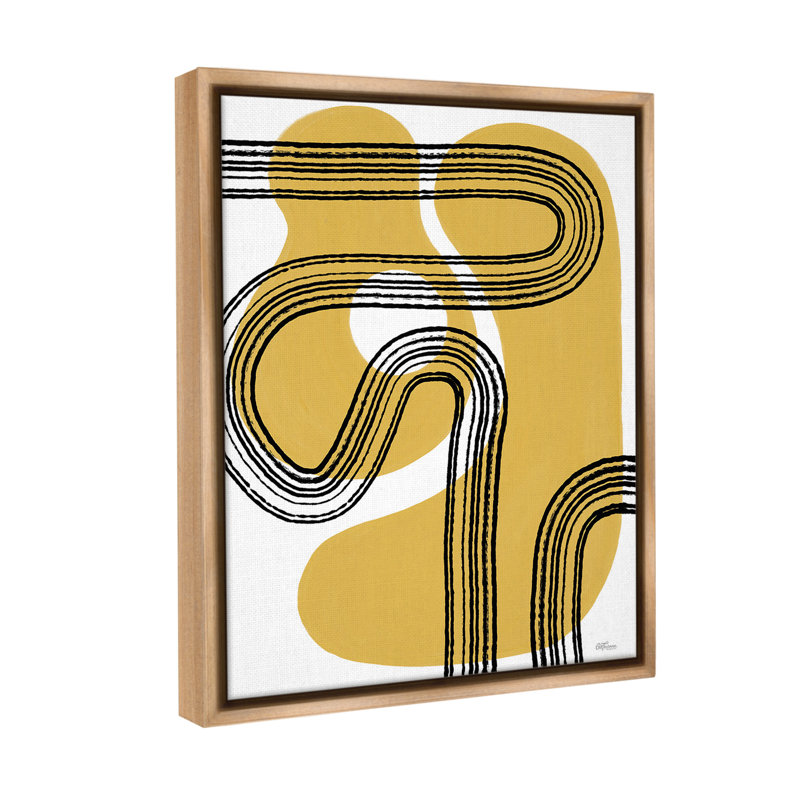 «Curved Stripes On Shapes» par Cat Thurman Designs sur toile, Cadre flottant orme Montalcino, H 21 po x l 17 po