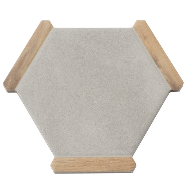 Aureole 8.66 In. X 9.84 In. Matte Cloud Gray And Brown Porcelain Hexagon Wall And Floor Tile (8.07 Sq Ft/Case) - 18 Sheets