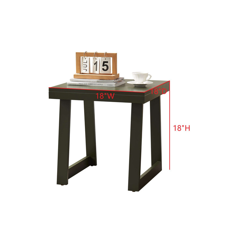 Charlie Square Side End Table, Couch Bedside Nightstand Sofa Table for Living Room/Bedroom/Office, Caviar