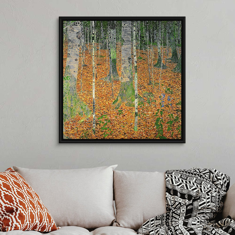 «The Birch Wood, 1903» par Gustav Klimt, reproduction sur toile, H 38 po x l 38 po x P 1,75 po, Cadre noir