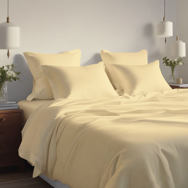 Ensemble de draps rafraîchissant et respirant Hotel Luxurious, Ensemble de draps pour lit simple + deux taies d'o, Beurre