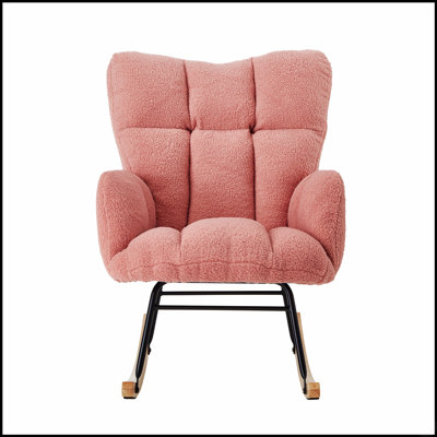 Élégant fauteuil oscillant capitonné en tissu avec structure en métal, parfait pour le confort et le style de tout salon