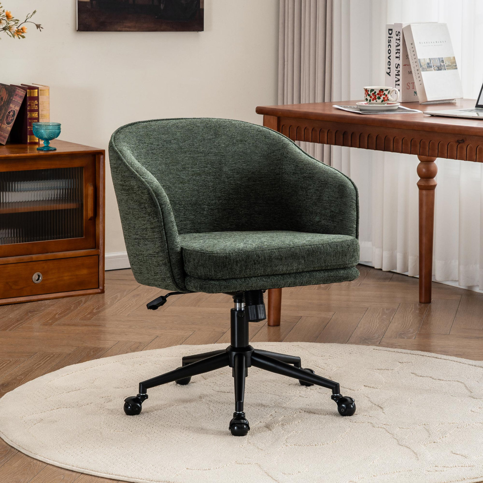 Toscani Office Chair with Lumbar Support, Green Chenille