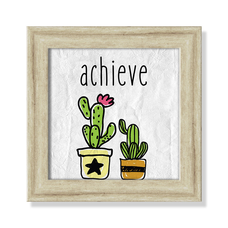 Impression sur papier Cacti C, Cadre plat beige, H 8 po x l 8 po x P 0,6 po