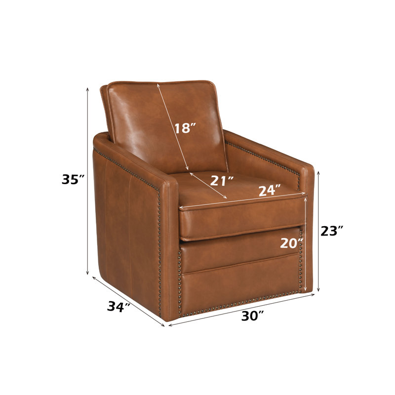 Coleigh Swivel Accent Chair ACCENT CHAIR, Brown Leather