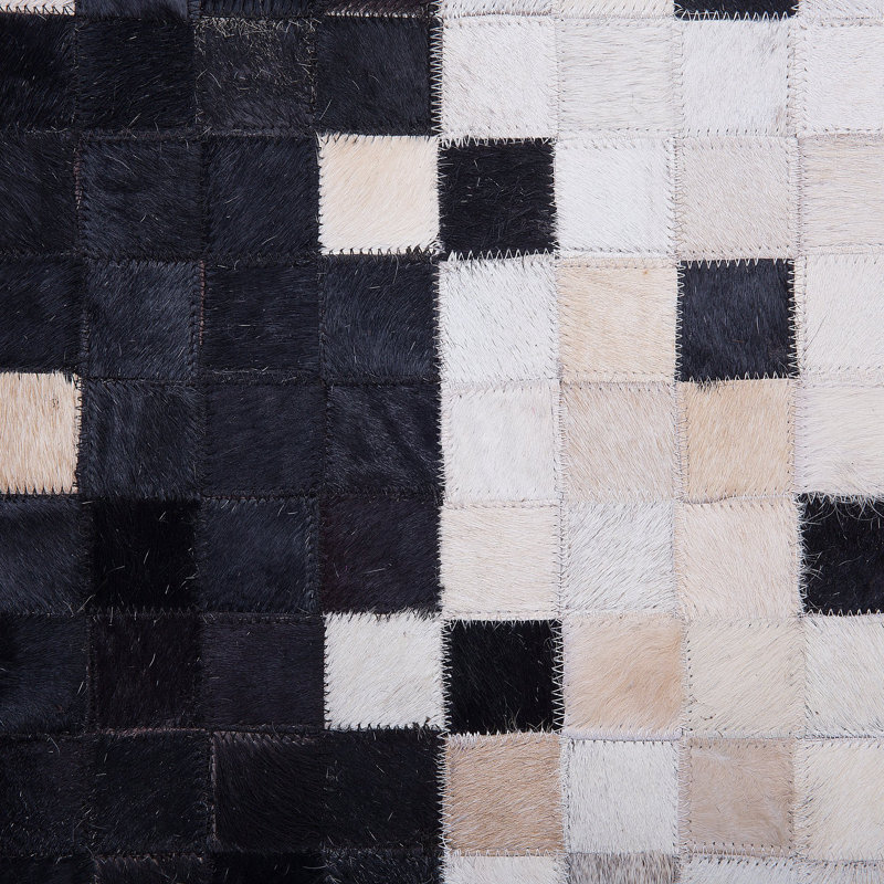 Ria Geometric Leather Hand Woven Area Rug, Rectangle 140 x 200cm