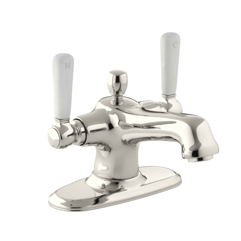 Robinet de salle de bain monocorps avec drain Bancroft, Nickel poli éclatant, Métal