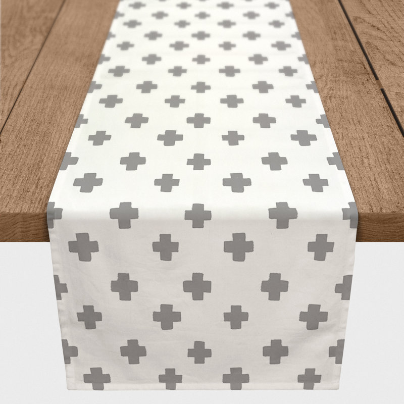 Geometric Table Runner, 72" x 16", Light Gray