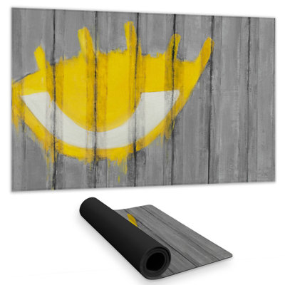 Yellow eye graffiti on a container - 14.00"x24.25" Desk mat