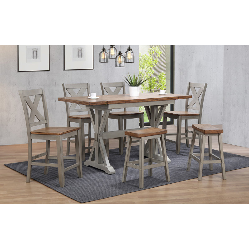 Tabouret de comptoir 24 po Kewaunee, Brun rustique, Gris
