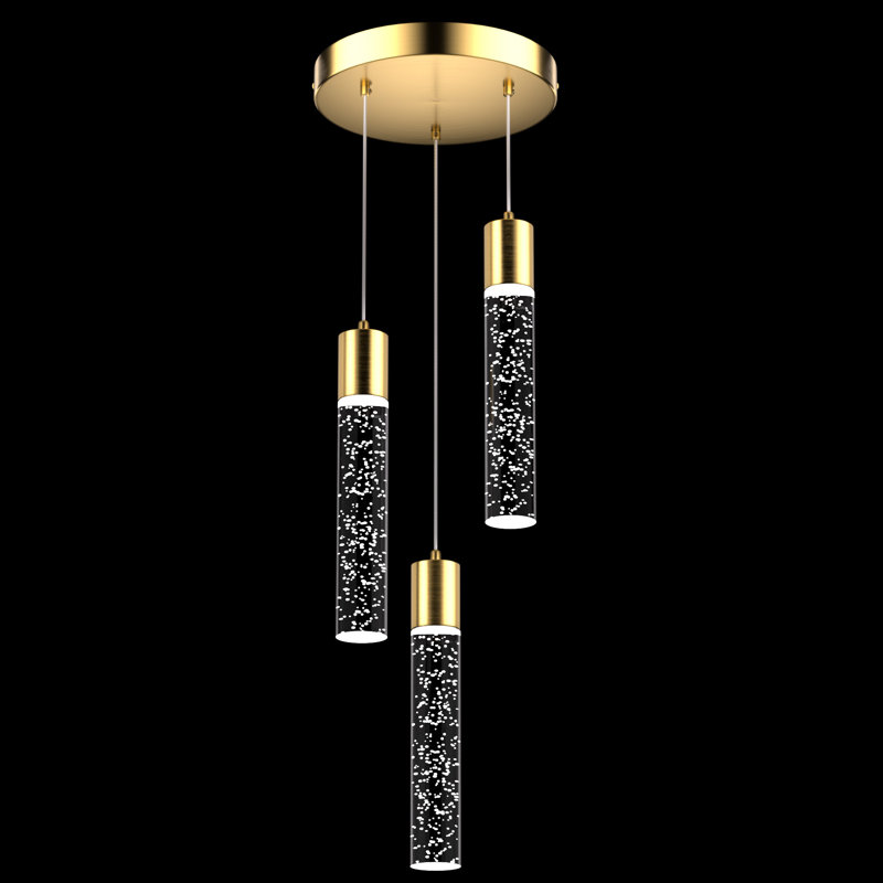 Kitchen Island Pendant Lights with Crystal Bubble, Brushed Copper