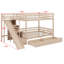 Lit superposé avec escalier de rangement, glissade et tiroirs-819141955-1068228196