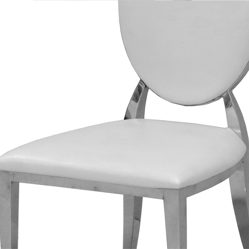 Chaises de salle à manger modernes, chaises de cuisine en similicuir Dilks, Blanc, Argent argent