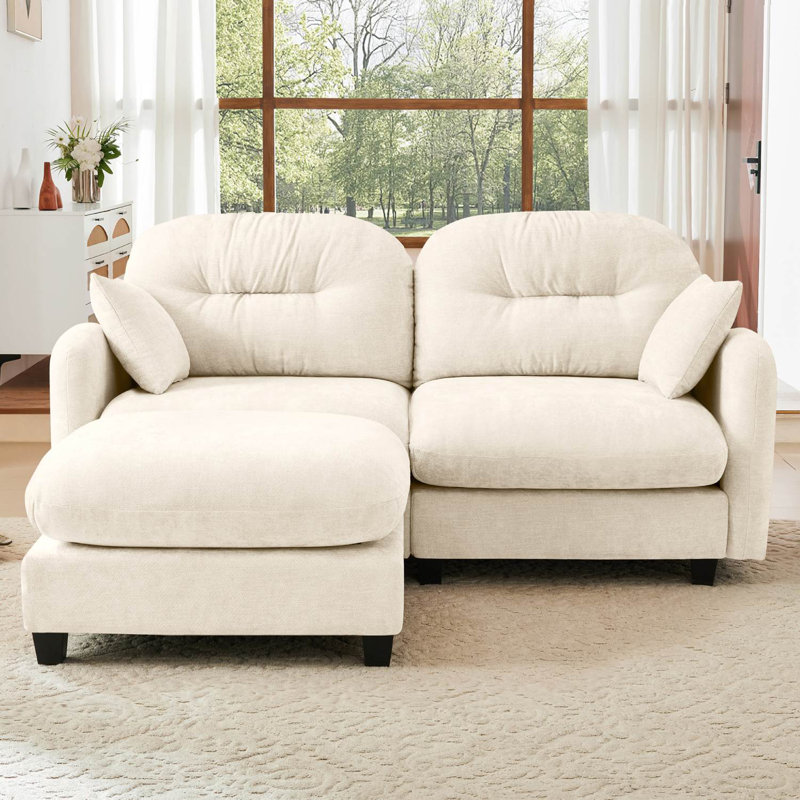 Canapé en chenille 74 "avec repose-pieds Cloud, Beige