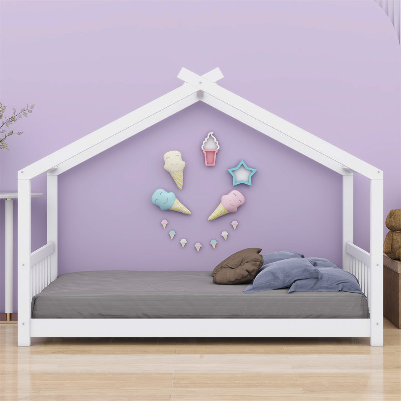 Lit plateforme House avec tête et pied de lit House, Blanc